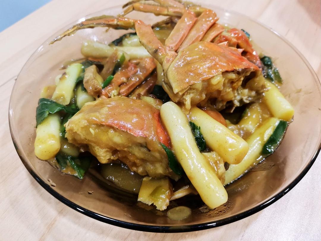 梭子蟹炒年糕咖喱版