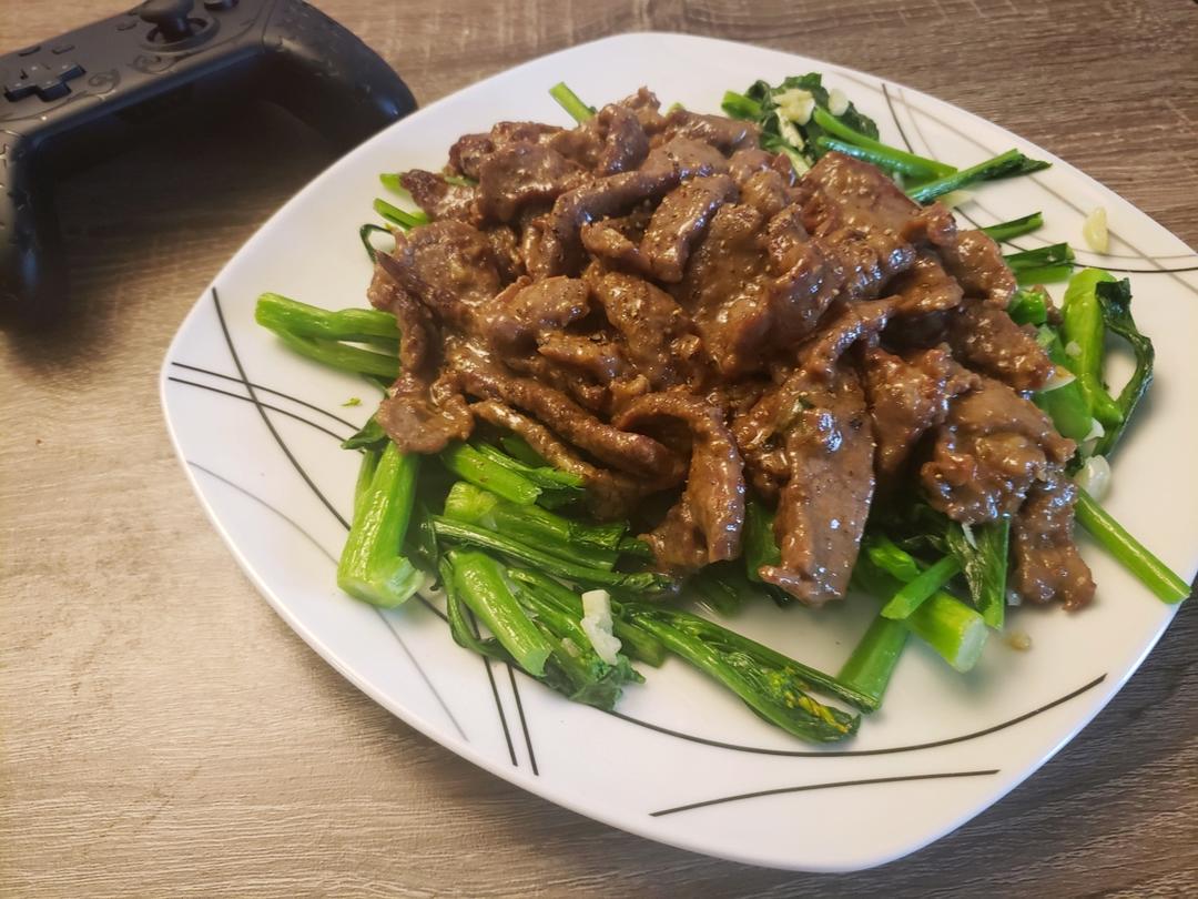 沙茶牛肉炒芥兰