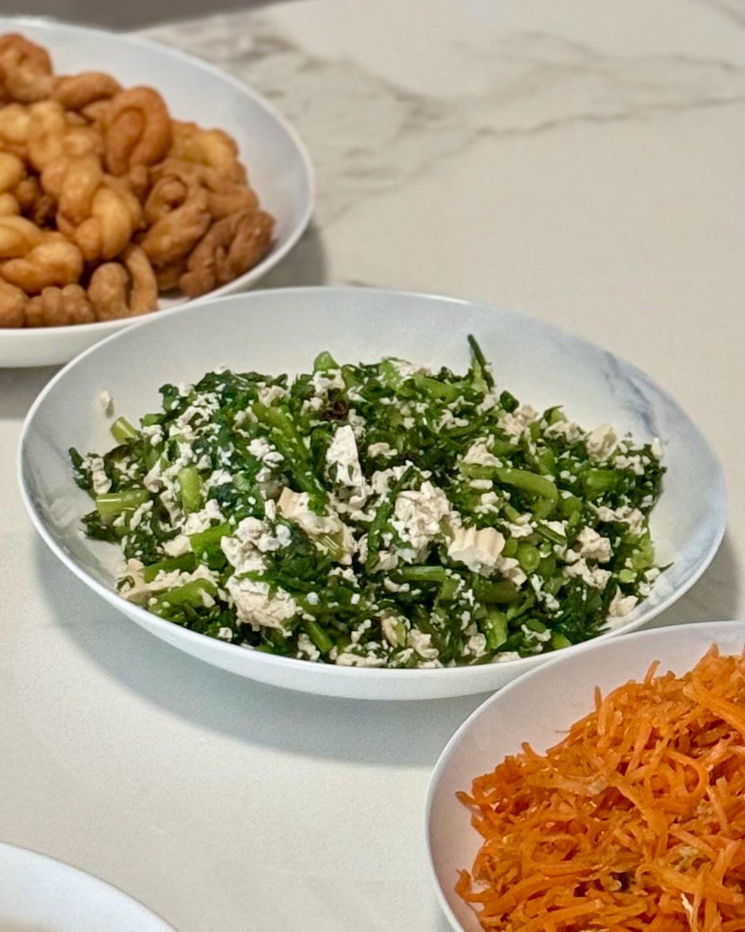 白吃不腻的家常菜-茼蒿拌豆腐