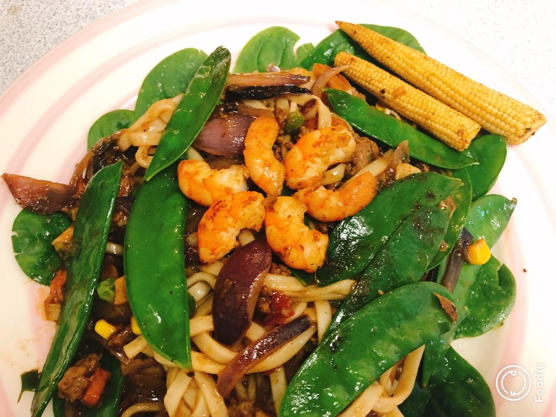 扁豆肉片炒面