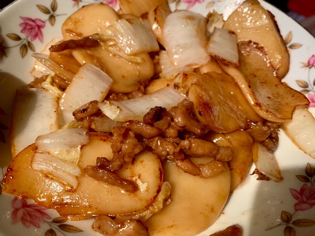 肉丝白菜炒年糕