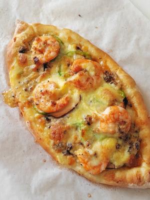 自制披萨🍕超松软蒜香奶油虾船形披萨的做法 步骤5