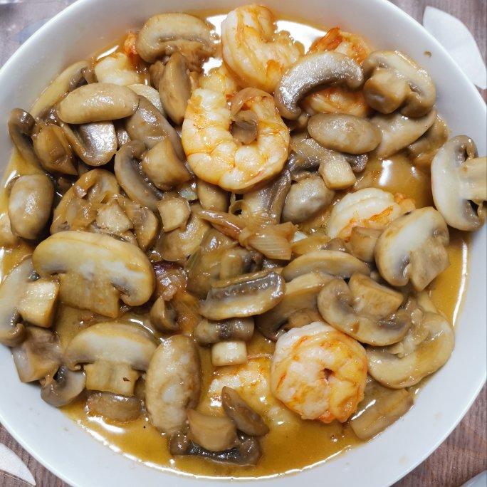 口蘑炒虾仁