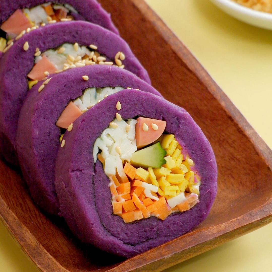 紫薯反卷寿司的做法