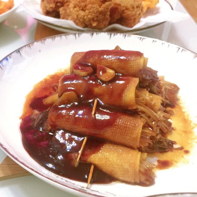 比肉还好吃的金针菇豆皮卷