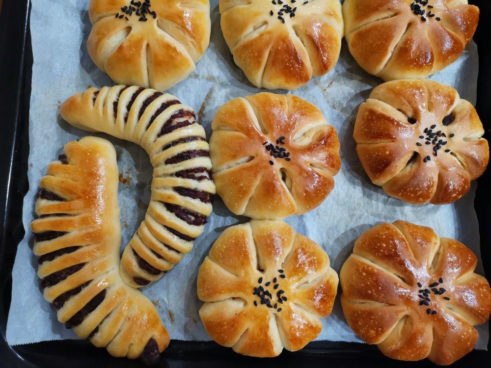 豆沙面包（毛毛虫面包、花朵面包）