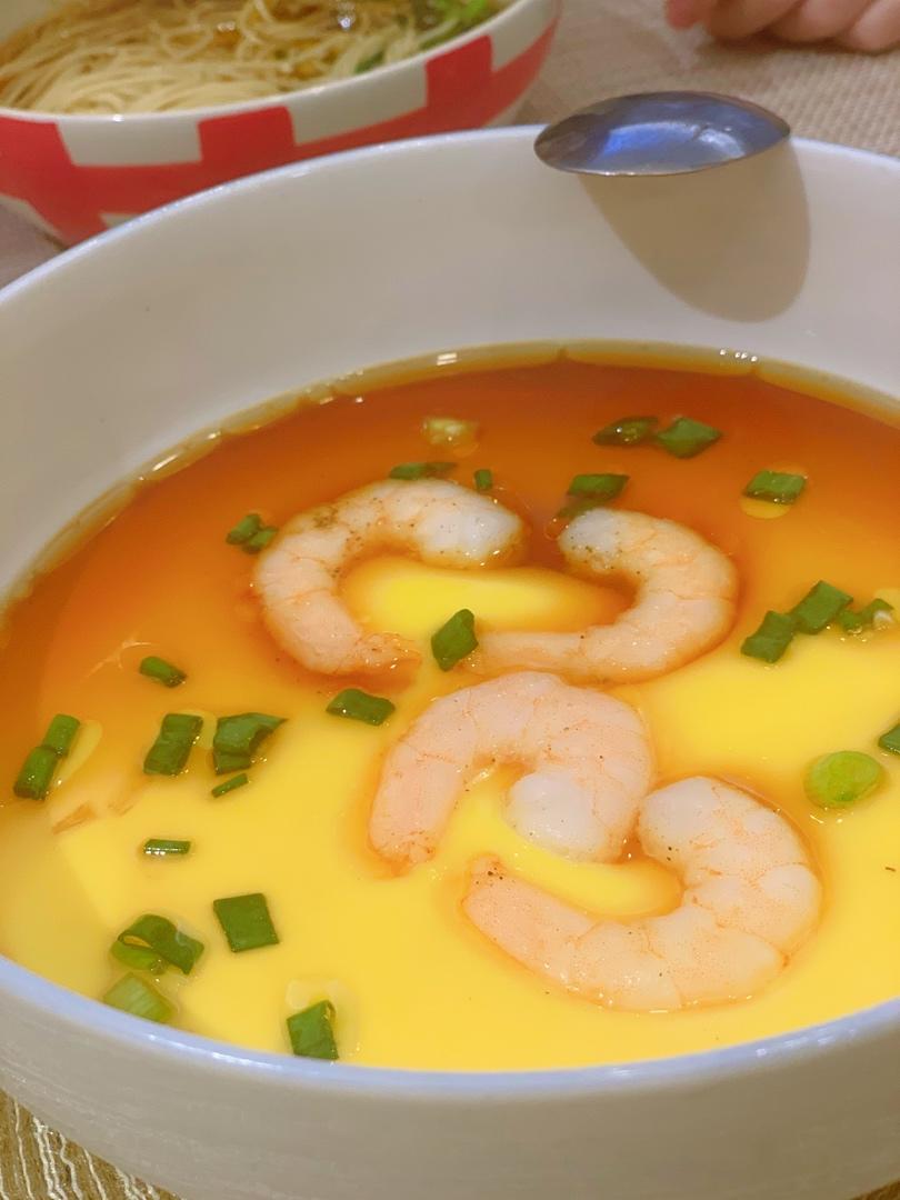 虾仁蒸水蛋 ，香滑细嫩，零失败，快手菜