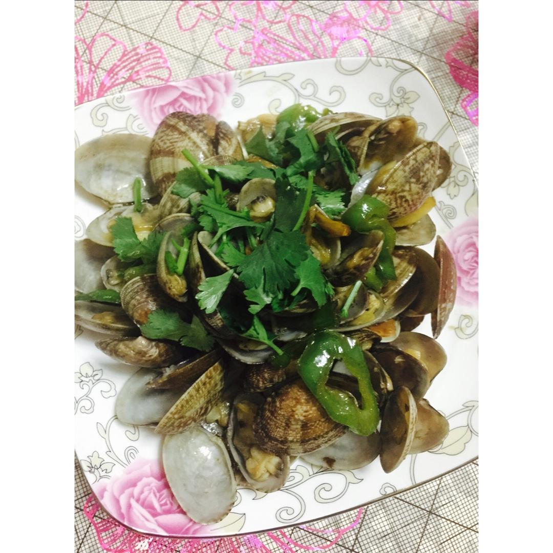 葱炒花蛤