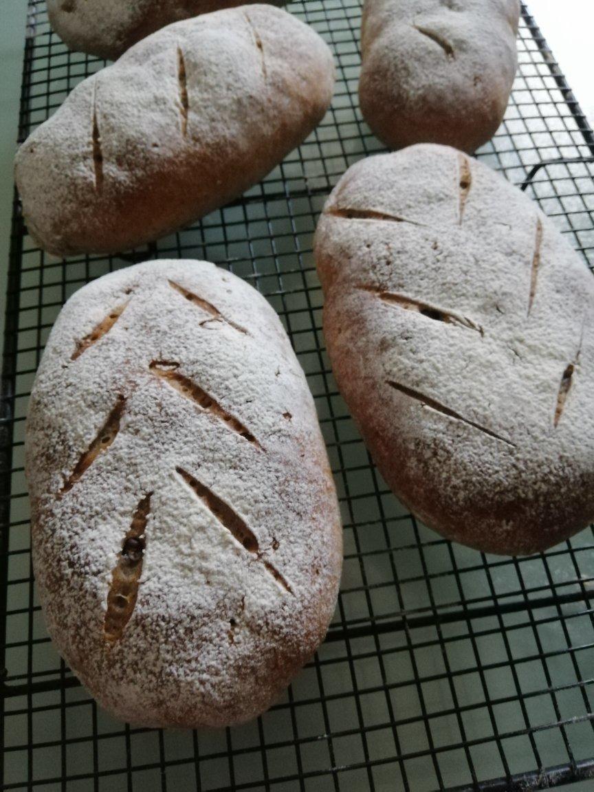 一次做两种口味的汤种烫种胚芽全麦核桃缇子软欧包、麻薯肉松蜜豆软欧包