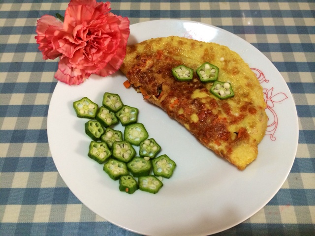 秋葵鸡蛋饼