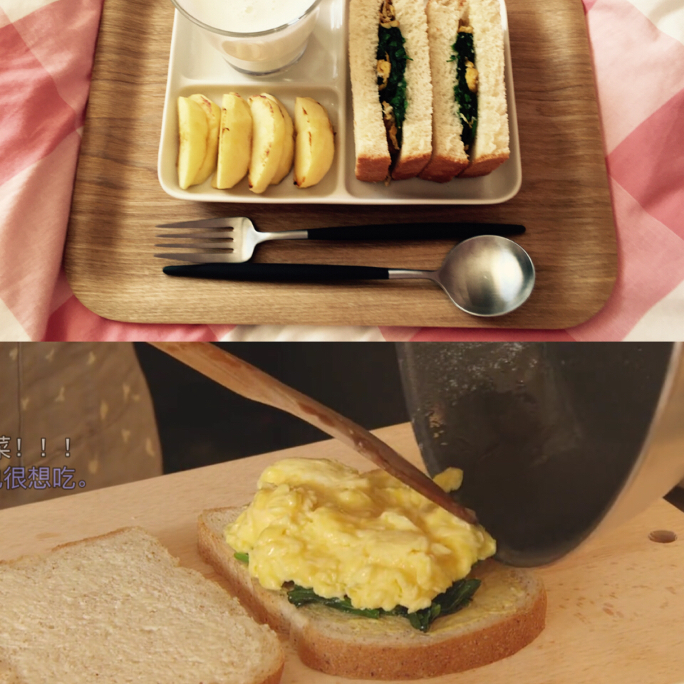 奶油菠菜鸡蛋三明治