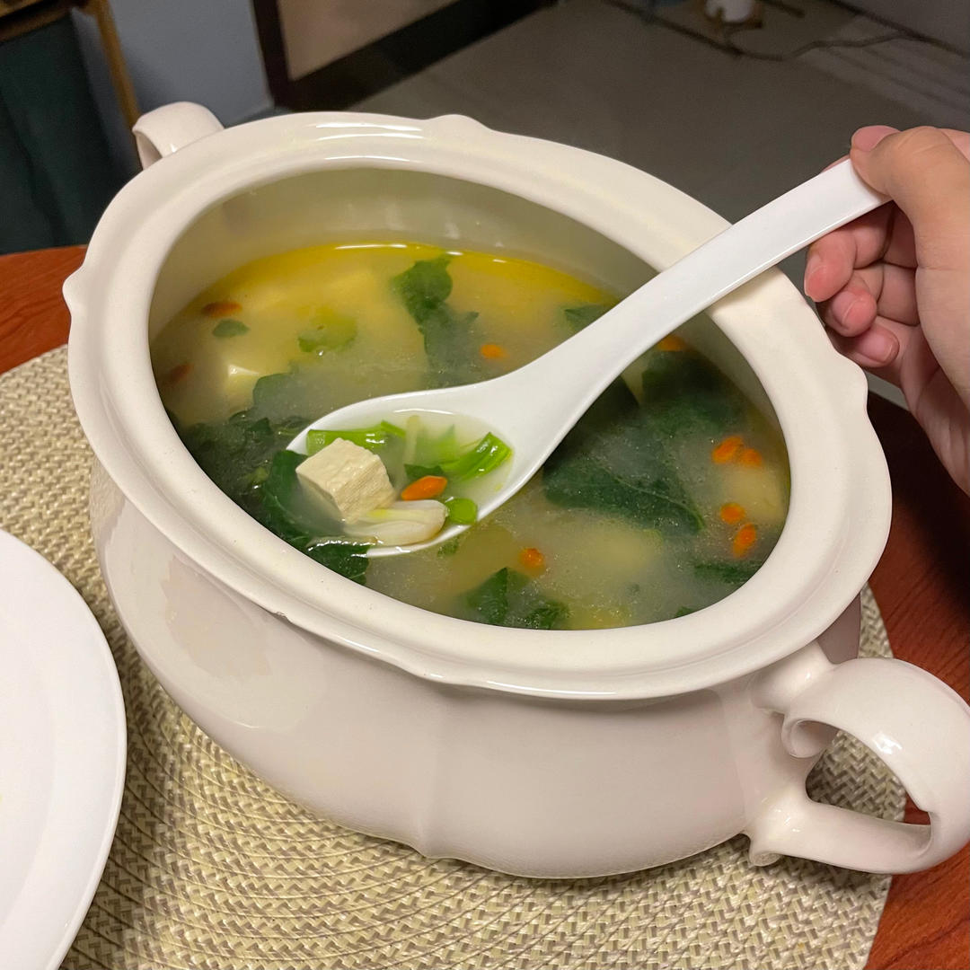 海米芥蓝豆腐汤