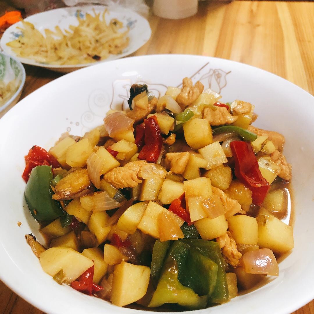 鸡胸肉低油大盘鸡