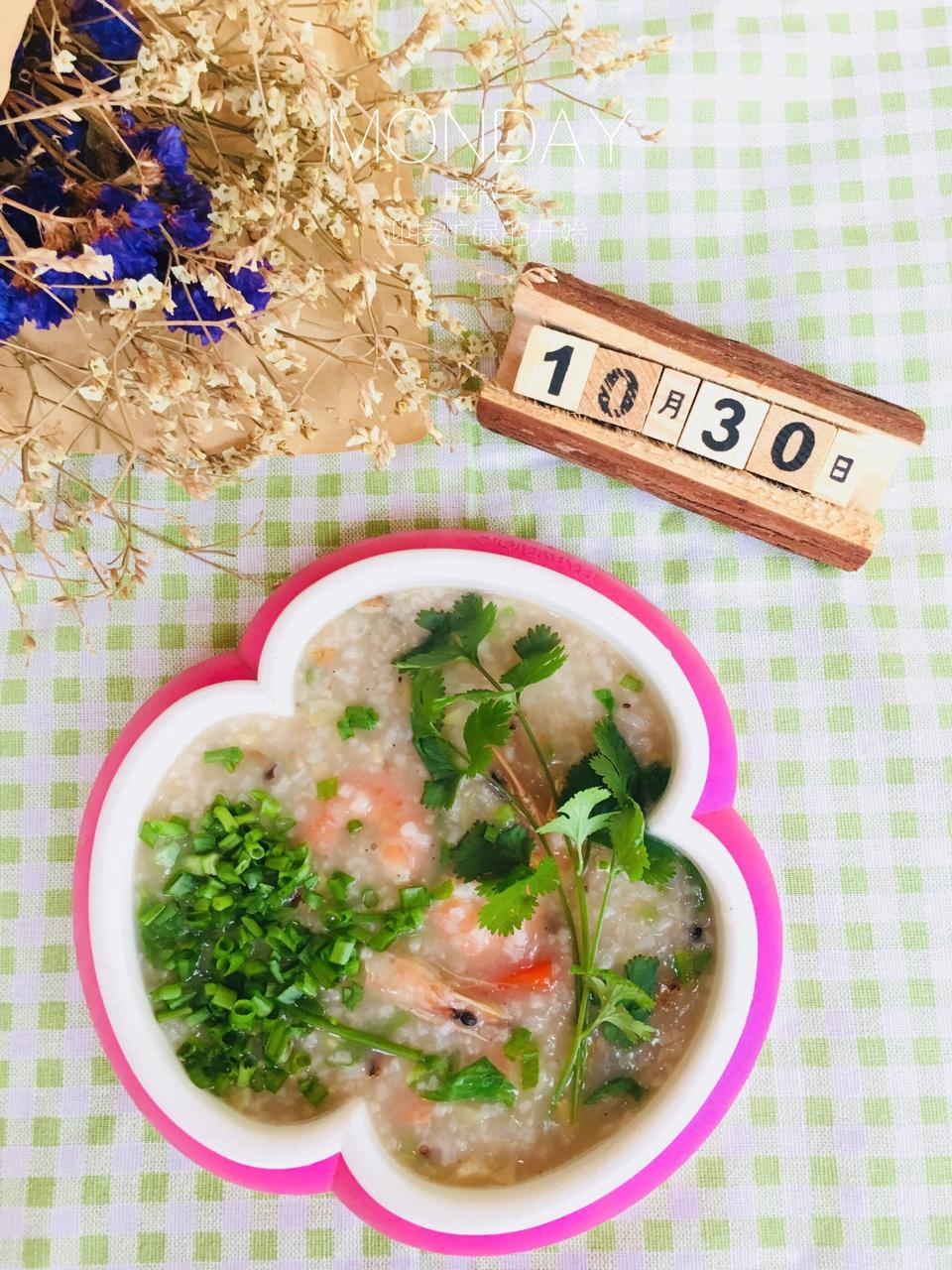 香菇鲜虾粥（鱼汤版）