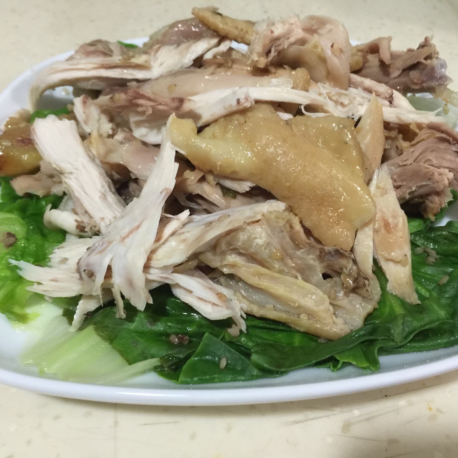 电饭锅简易版：盐焗手撕鸡