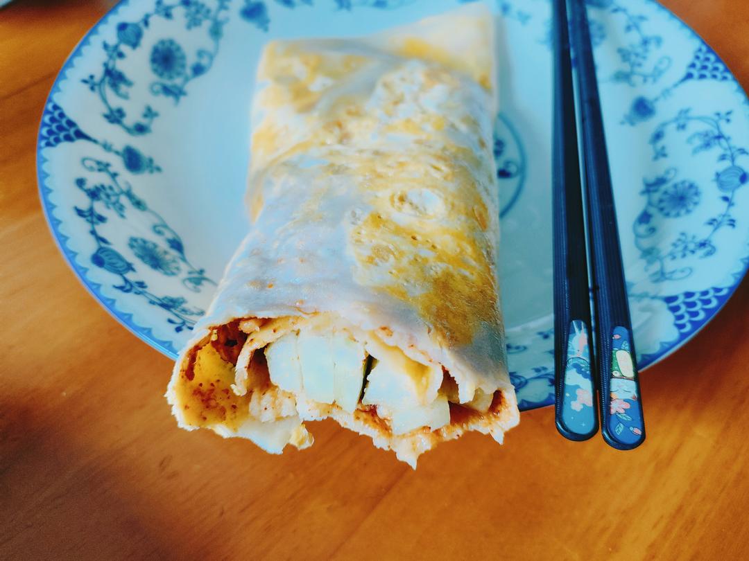 秒杀早餐摊不破皮大煎饼，步骤超详细