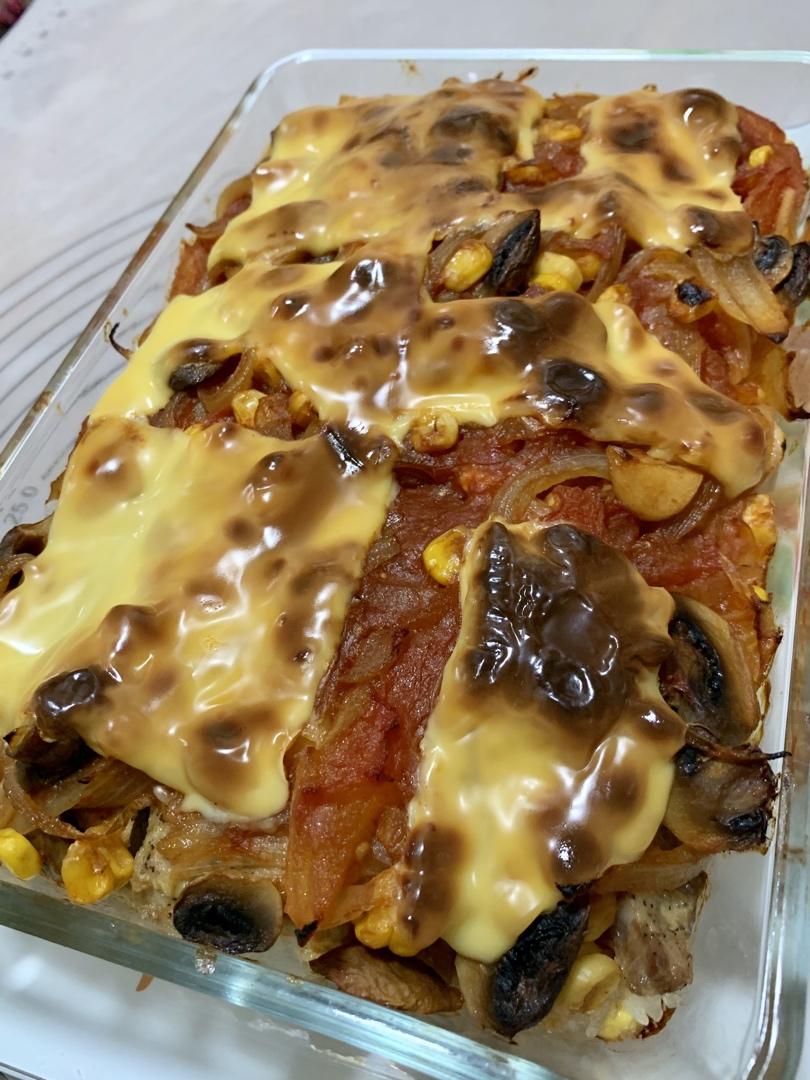 港式茶餐厅茄汁焗猪扒饭（两人份附烤箱和微波炉两种做法）