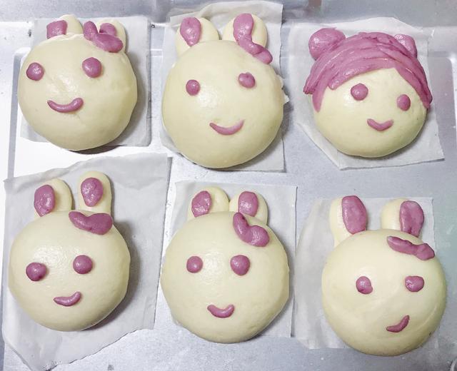 紫薯山药兔兔🐰包（一次发酵）的做法