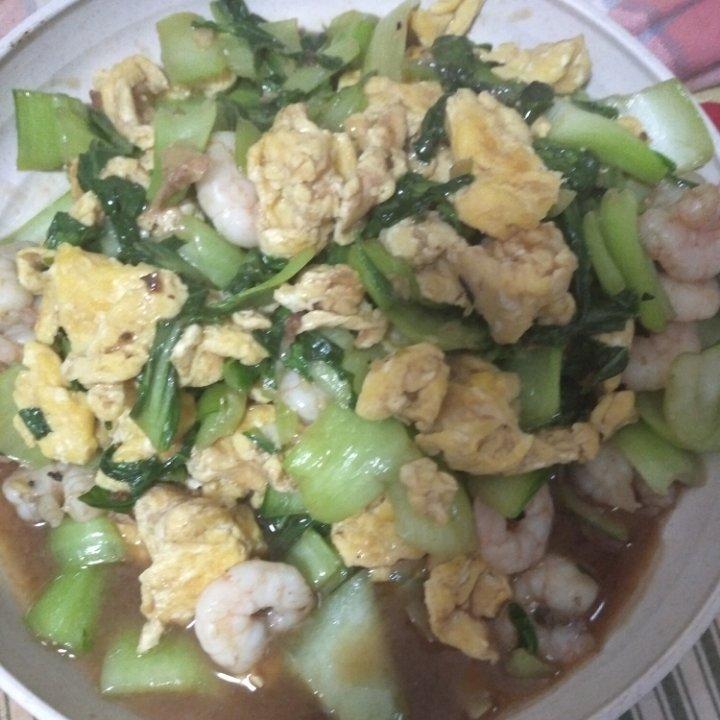 好吃可口小油菜炒虾仁