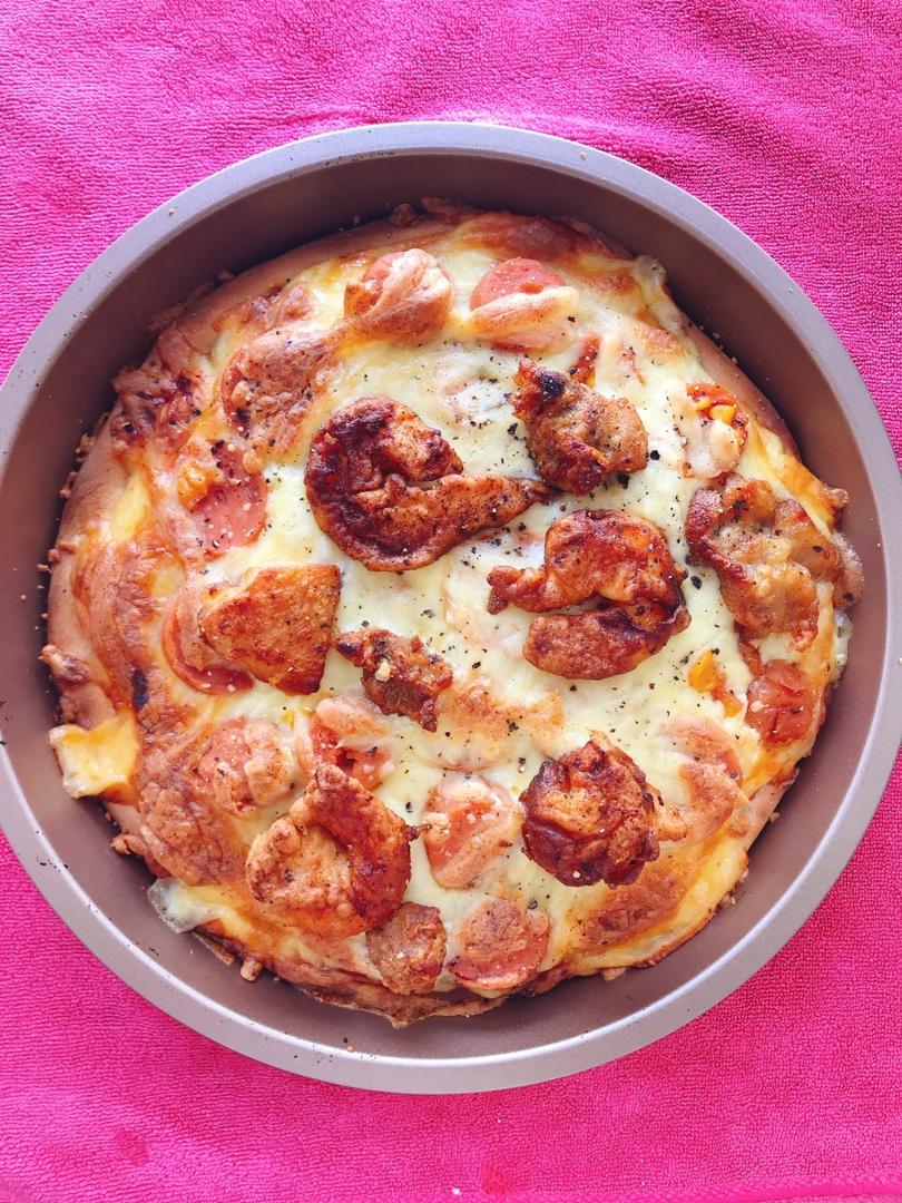 鲜虾🍤培根披萨🍕“内附敲好吃的饼皮做法”
