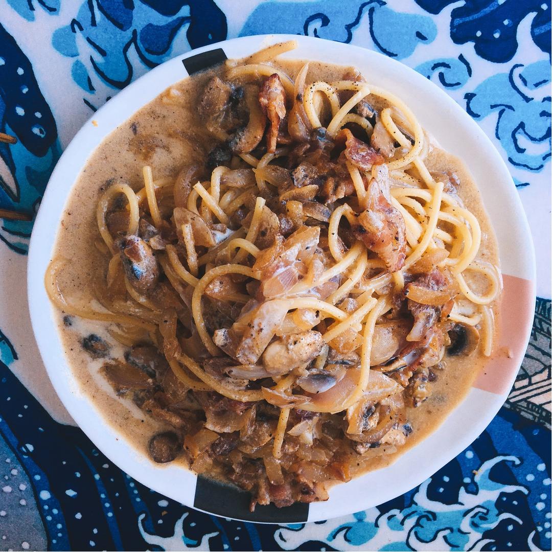 低卡伪白酱奶油培根蘑菇意大利面｜#Healthymeals# 减脂必撸02