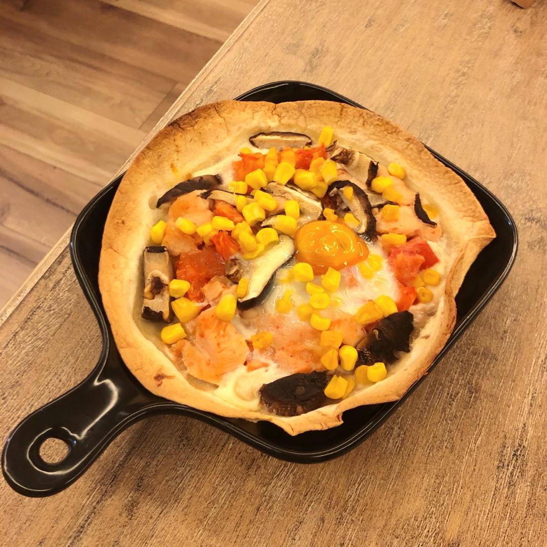 低脂虾仁蘑菇卷饼版披萨