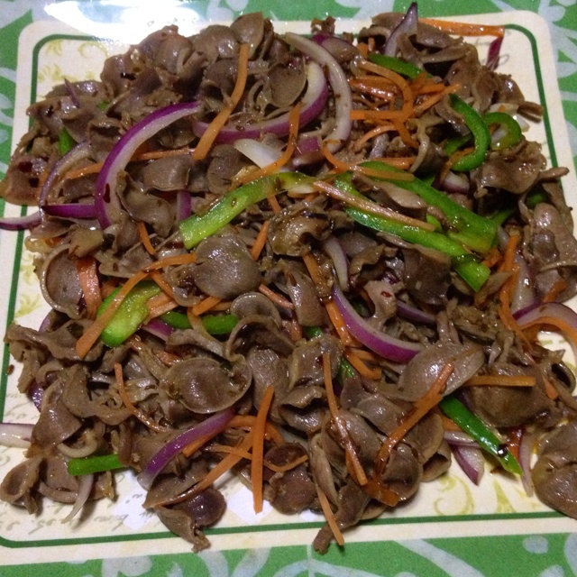 孜然洋葱炒鸡胗