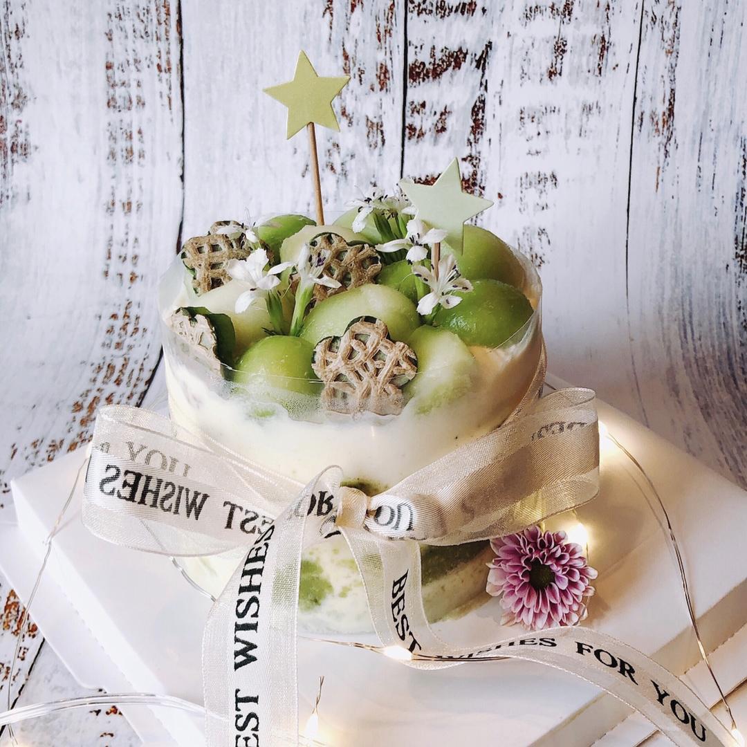 蜜瓜抹茶牛乳蛋糕（4寸）的做法