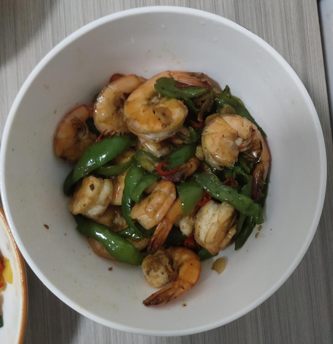 青椒炒虾