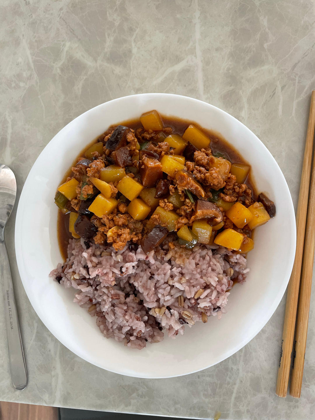 ㊙️香菇土豆肉沫拌饭❗️比外卖还好吃