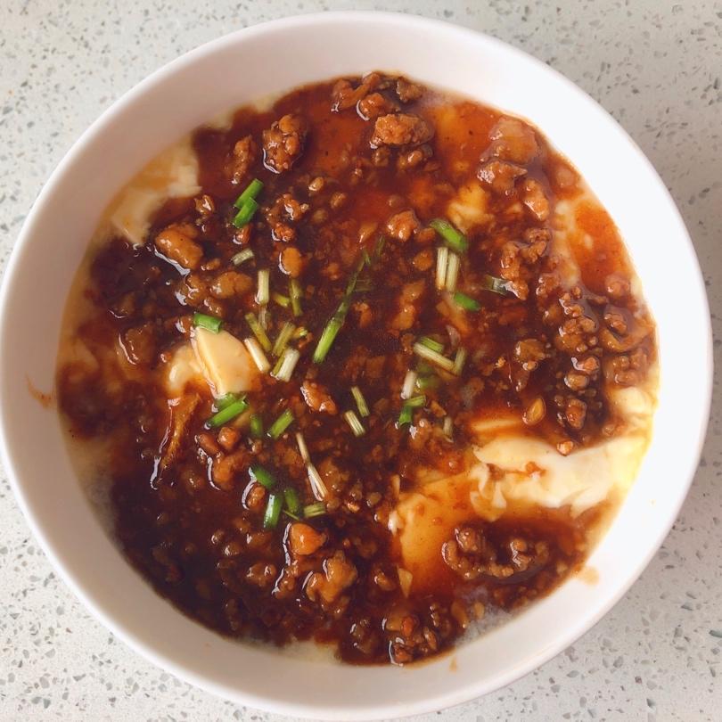 肉沫蒸内酯豆腐鸡蛋