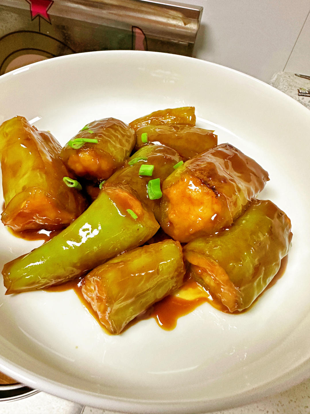 超下饭的青椒酿虾滑