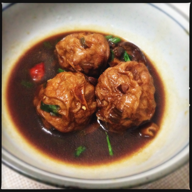 红烧油面筋塞肉
