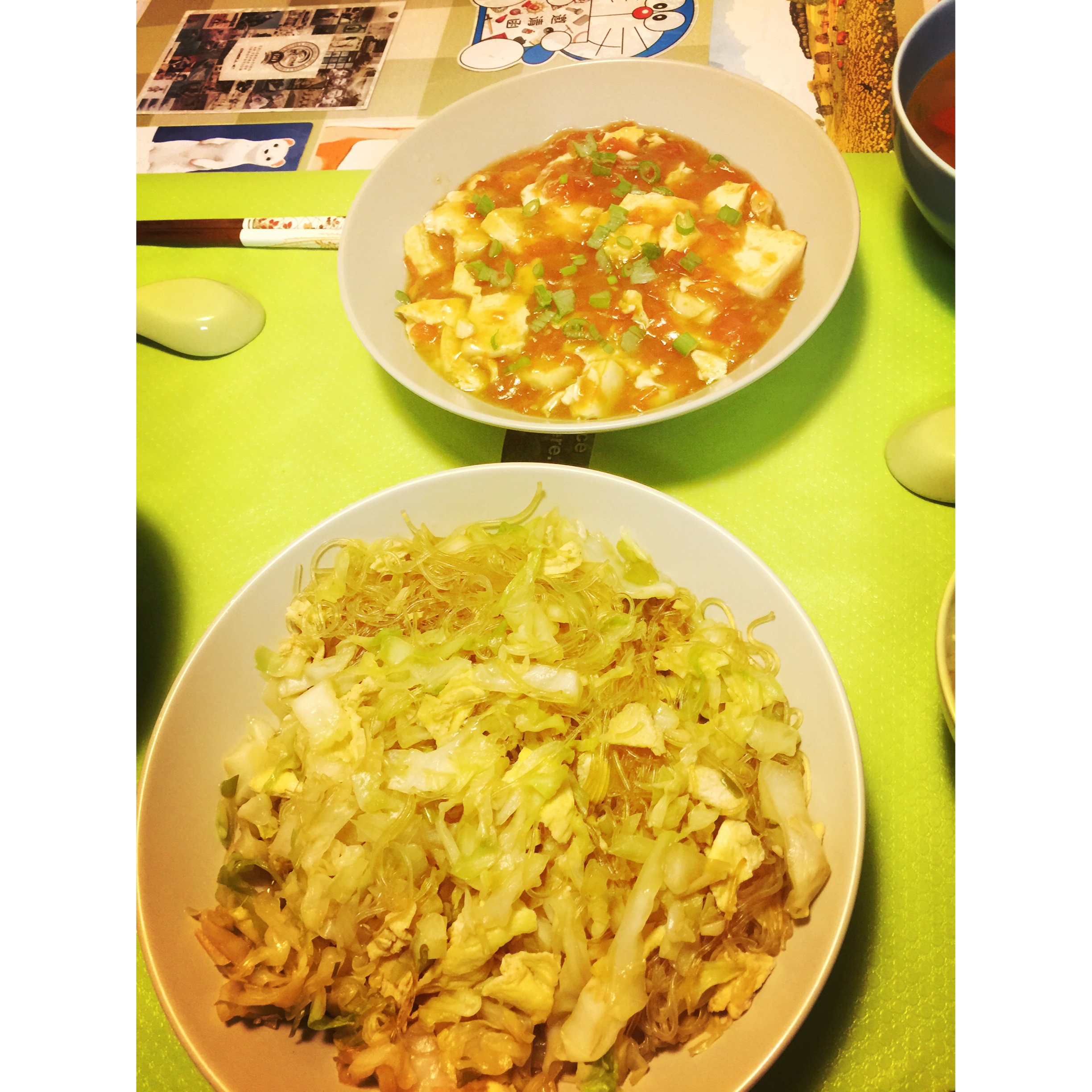 包菜粉丝炒鸡蛋