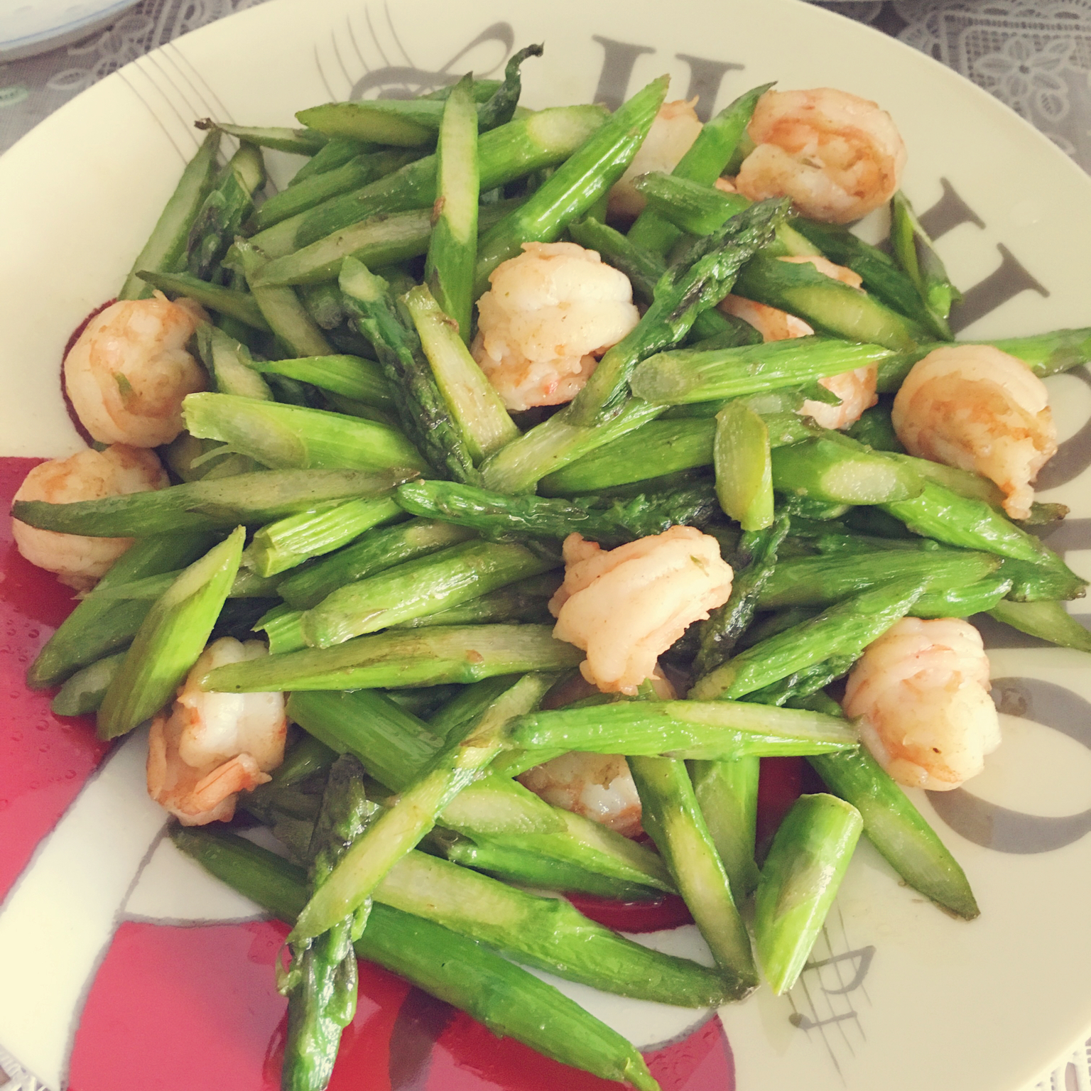 清炒芦笋虾仁