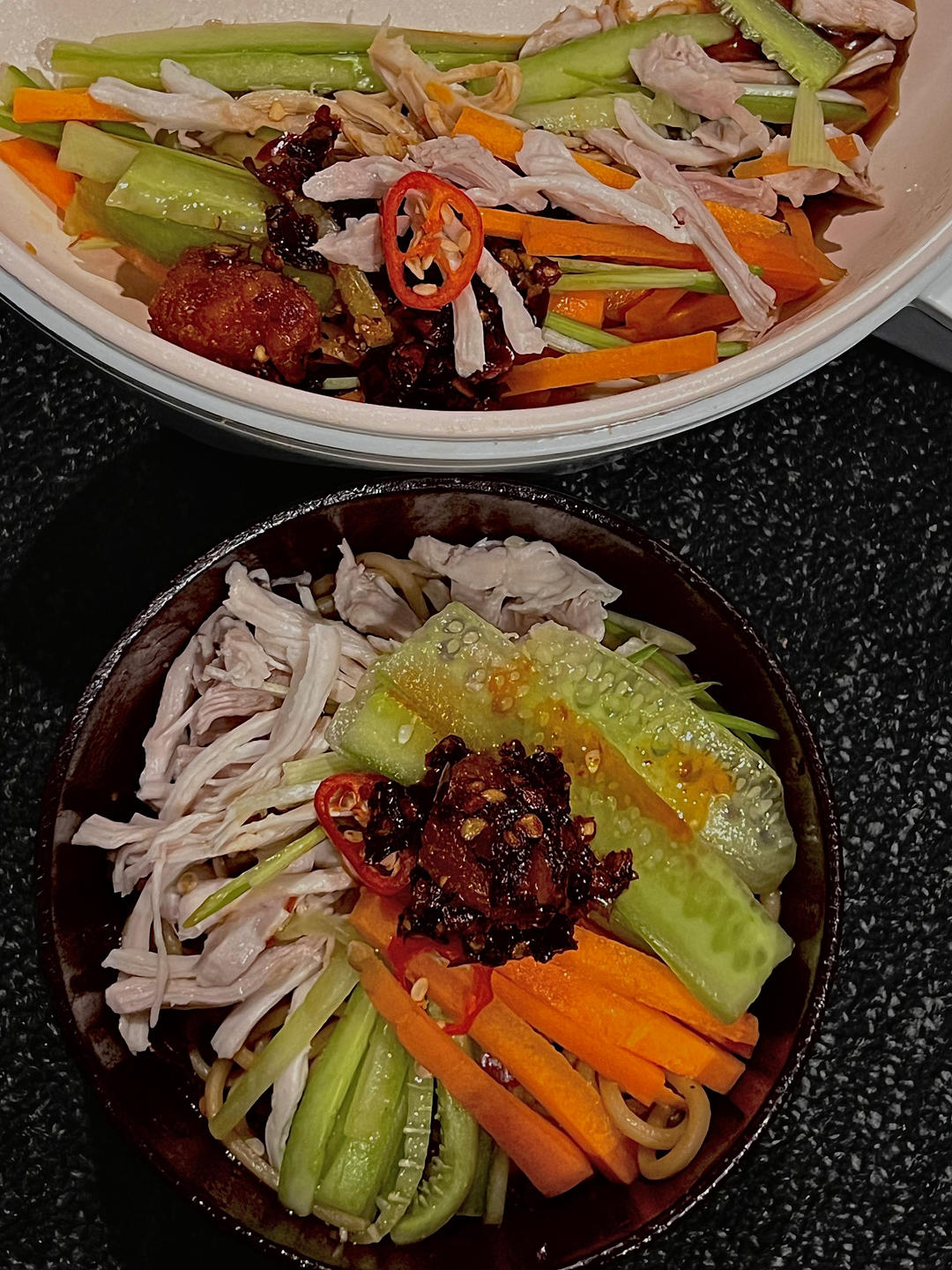 减脂健身｜凉拌手撕鸡丝（香辣&麻油版）