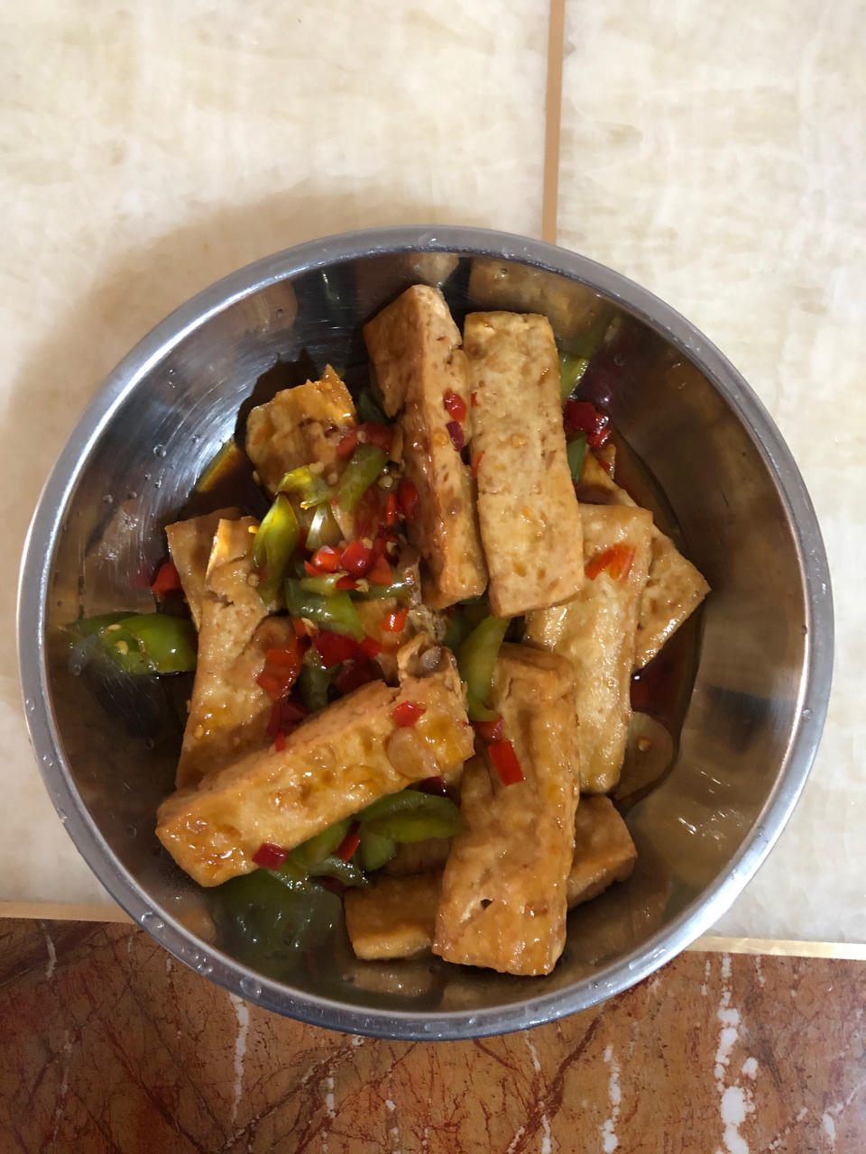 青椒煎豆腐