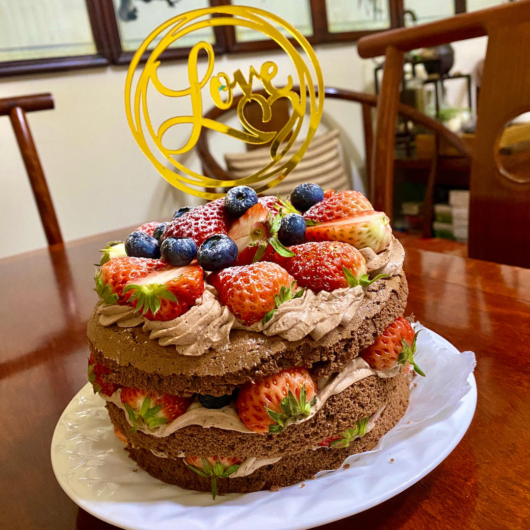 超详细 奶油巧克力生日裸蛋糕