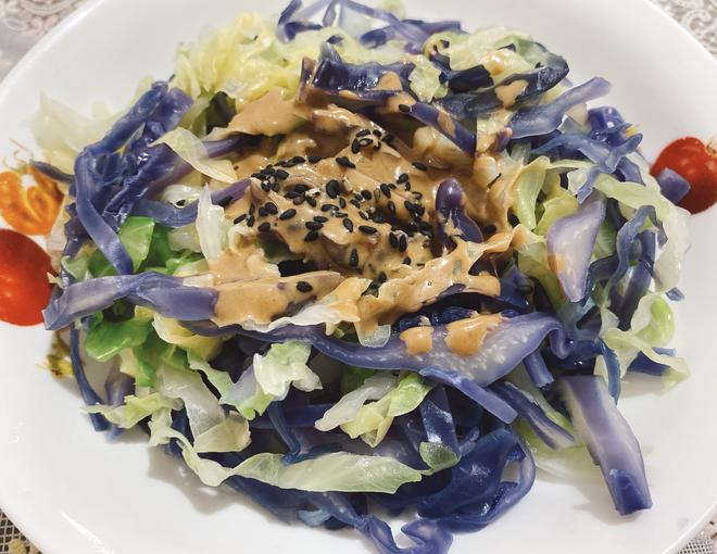 低脂健康减肥餐：芝麻酱凉拌菜（紫甘蓝+圆白菜）-果果美厨的做法