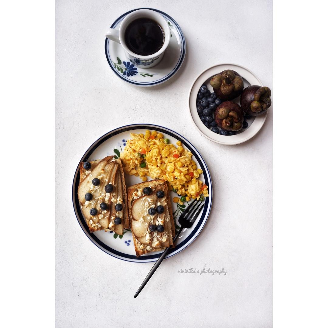 【Gordon的家庭烹饪】奶酪梨子开放三明治