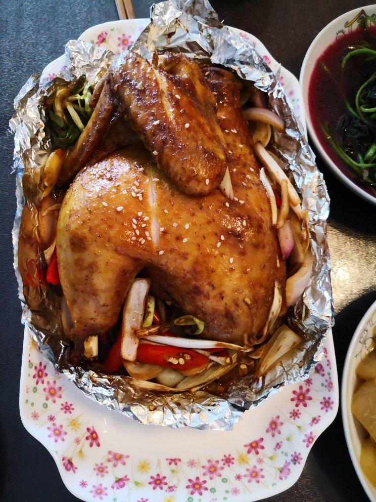 明亮哥哥做的锡纸烤鸡(烤箱版)外酥里嫩肉美多汁(半只鸡)