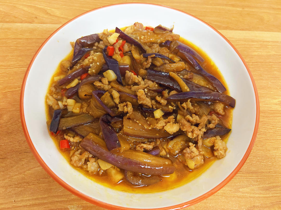 红烧肉沫茄子的做法