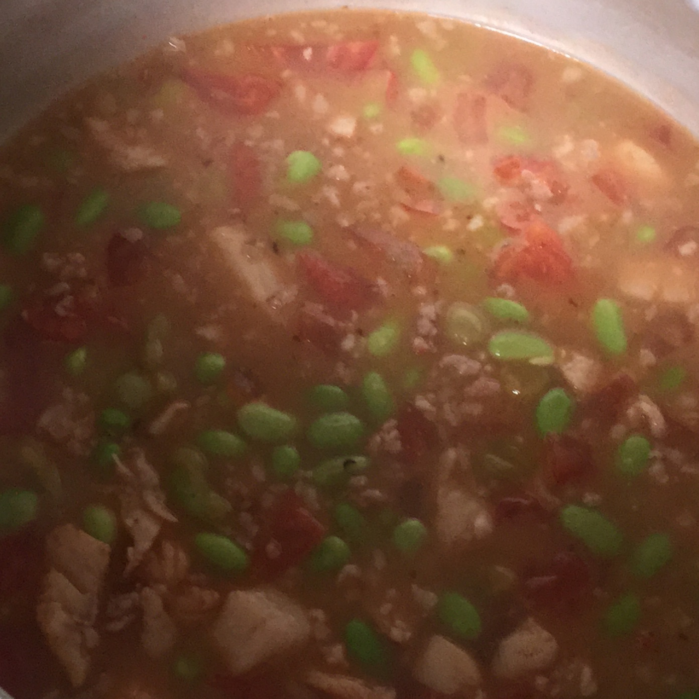 肉末番茄烧毛豆