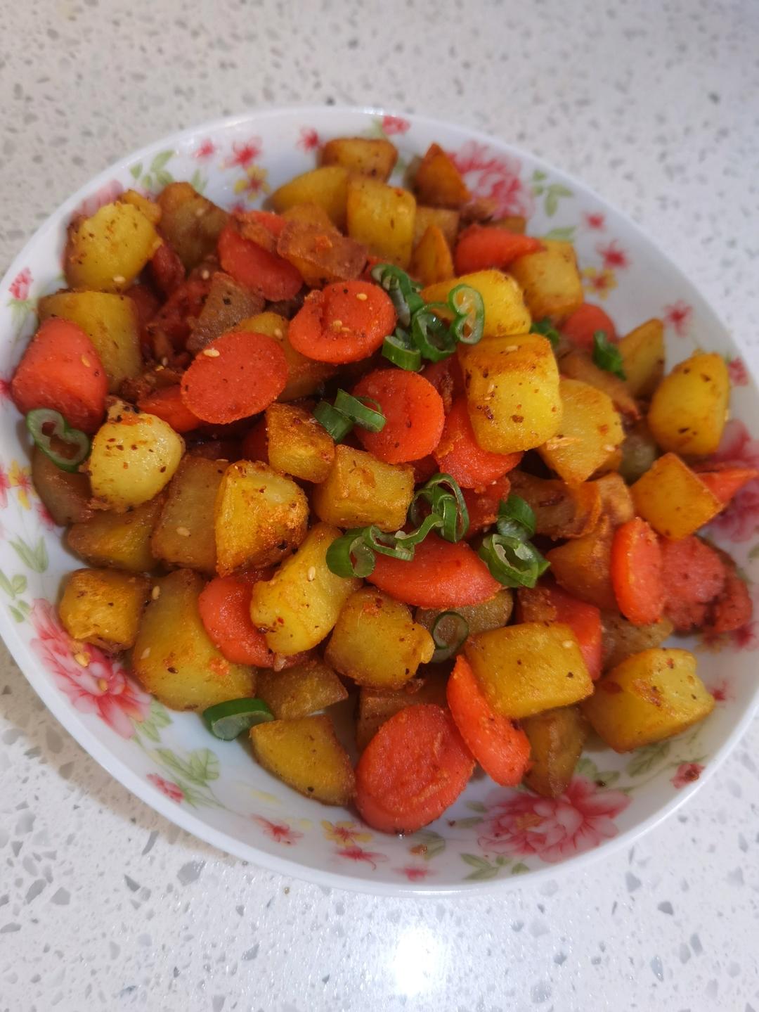 孜然土豆火腿肠 香辣过瘾还便宜！