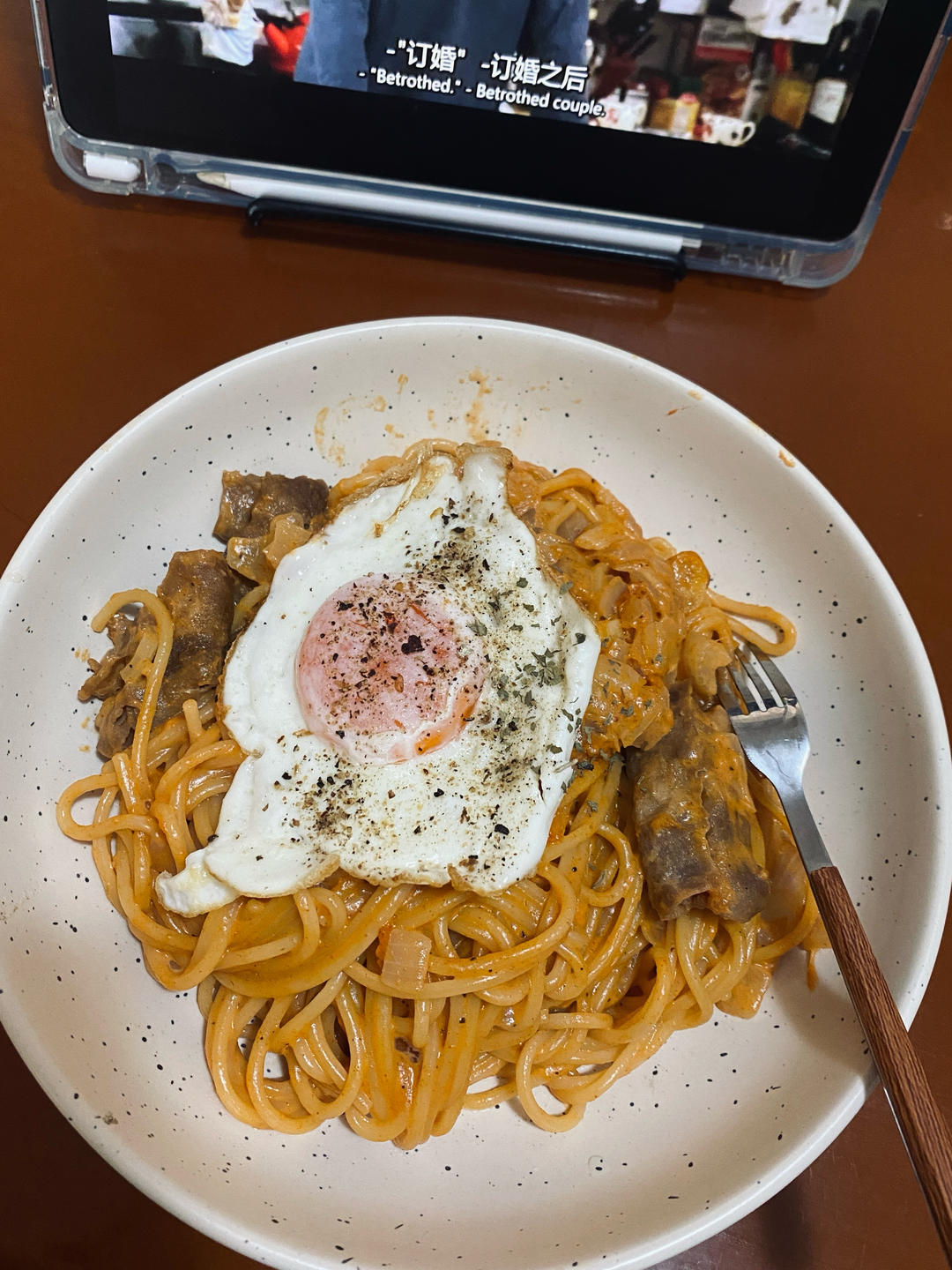 奶香浓郁🍝韩式奶油辣肥牛意面｜这一盘足够！