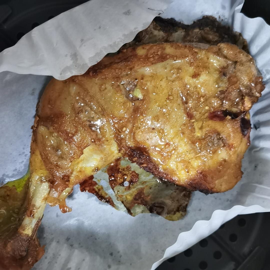 奥尔良大鸡腿空气炸锅我能吃一只