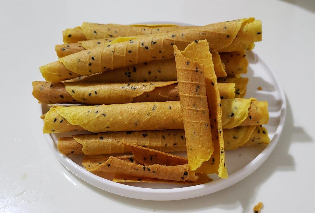 五色香脆黑芝麻蛋卷-平底锅版