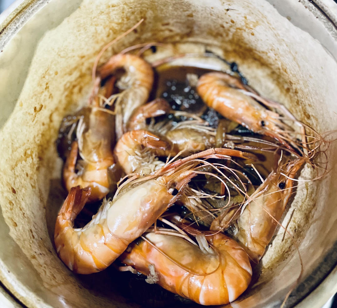 香葱焖虾