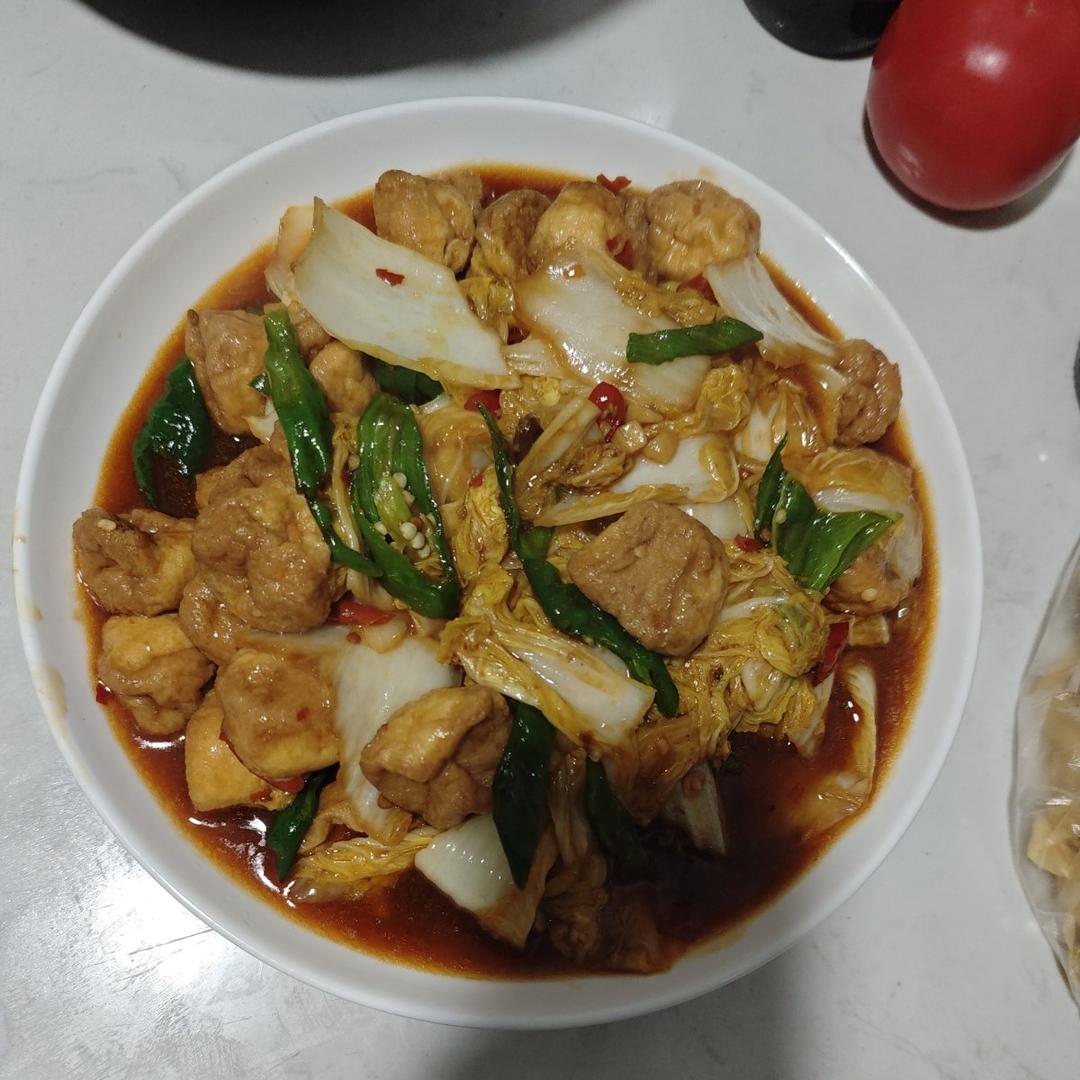 娃娃菜焖豆泡巨下饭！