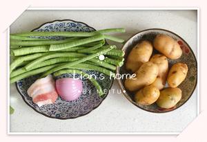 农家美味 土豆豇豆炒温州粉干，炒粉丝，炒米线的做法 步骤1